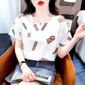 Cotton Blouse Plus Size Women's Summer Korean Style Loose Round Neck Short-sleeved T-shirt #804