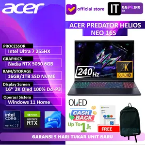 ACER PREDATOR HELIOS NEO 16S AI OLED ULTRA 7 255HX RTX5050 8GB/ 16GB 1TB W11+OHS 16.0WQXGA 240HZ 3Y+ADP -71-70Y9