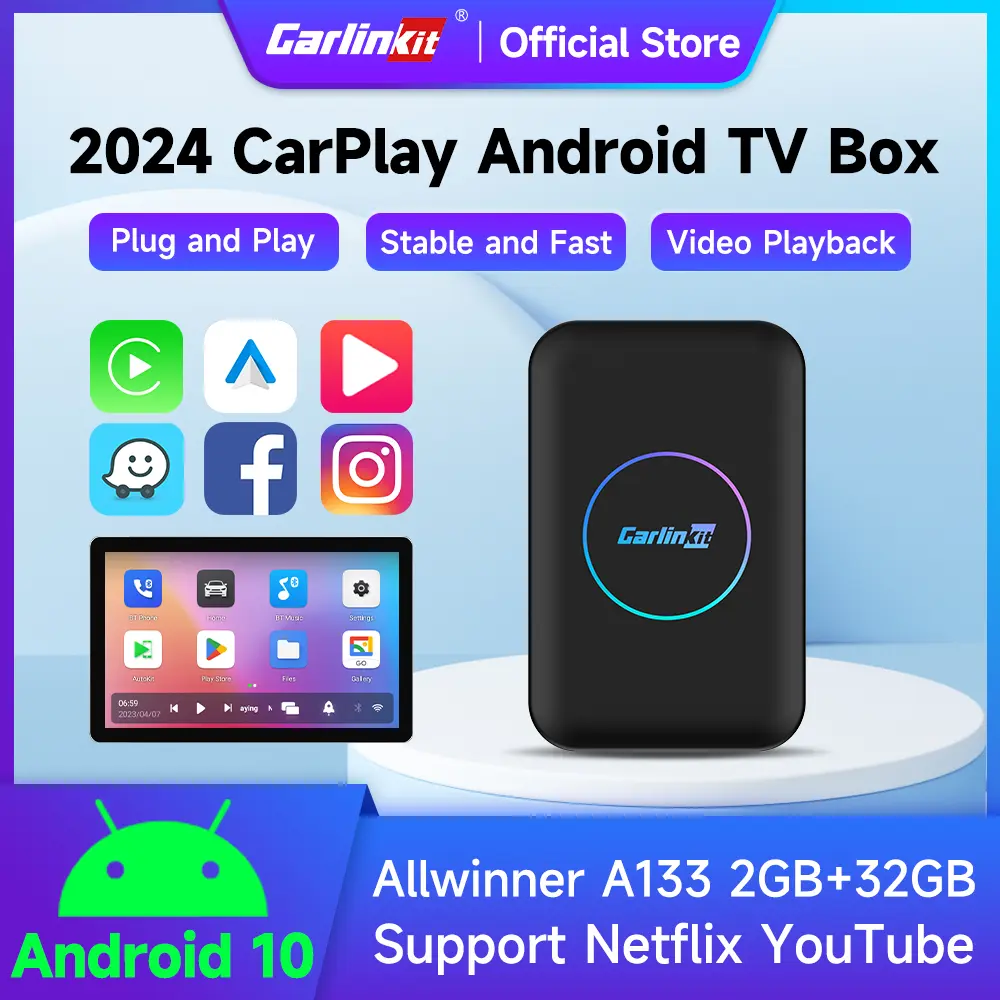 2024 CarlinKit Tbox Lite Android 10 CarPlay Ai Box 2G+32G Car Play TV Box For Netflix Wireless Android Auto CarPlay For CarPlay AA Car