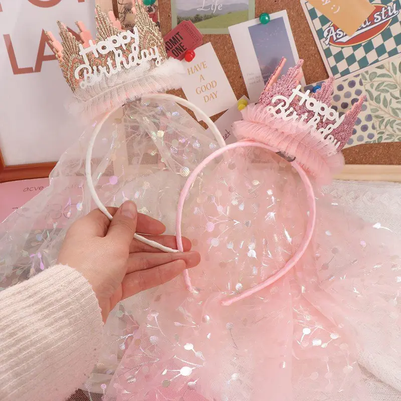 Vương Miện Băng Đô Gạc, Phụ Kiện Tóc, Trang Trí Tóc Dễ Thương, Phong Cách Hàn Quốc, Băng Đô Vương Miện, Vòng Tóc, cài tóc, Băng Đô Chúc Mừng Sinh Nhật, Dành Cho Bé Gái 5