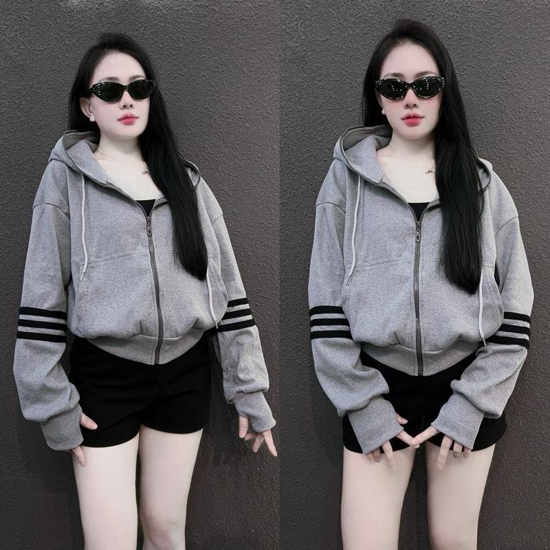 Áo Khoác Chống Nắng Thun Gân Phối Sọc Tay By Hằng Fin Shop