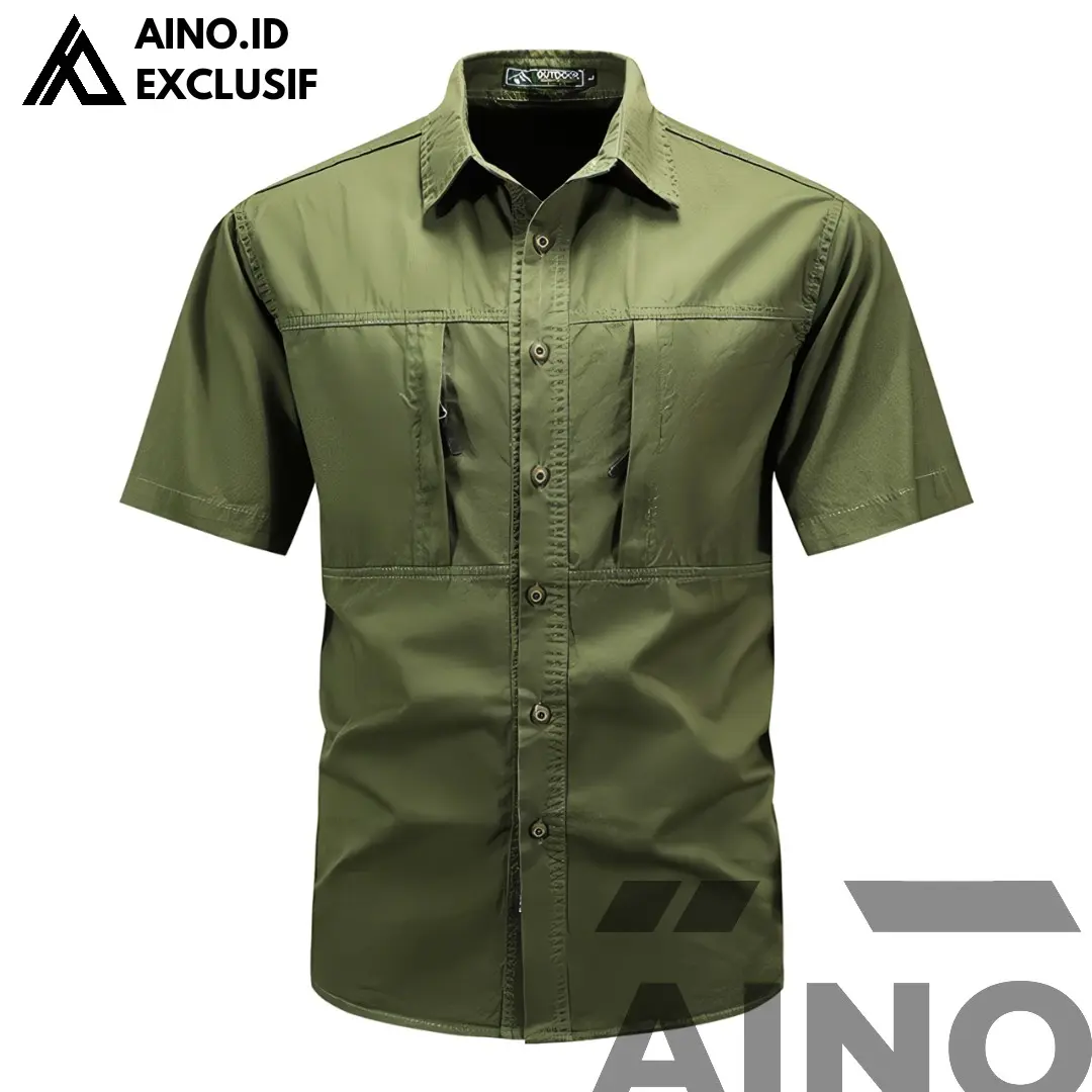 Kemeja W-TAC Army Lengan Pendek Outdoor Premium Cowok Formal Kantor