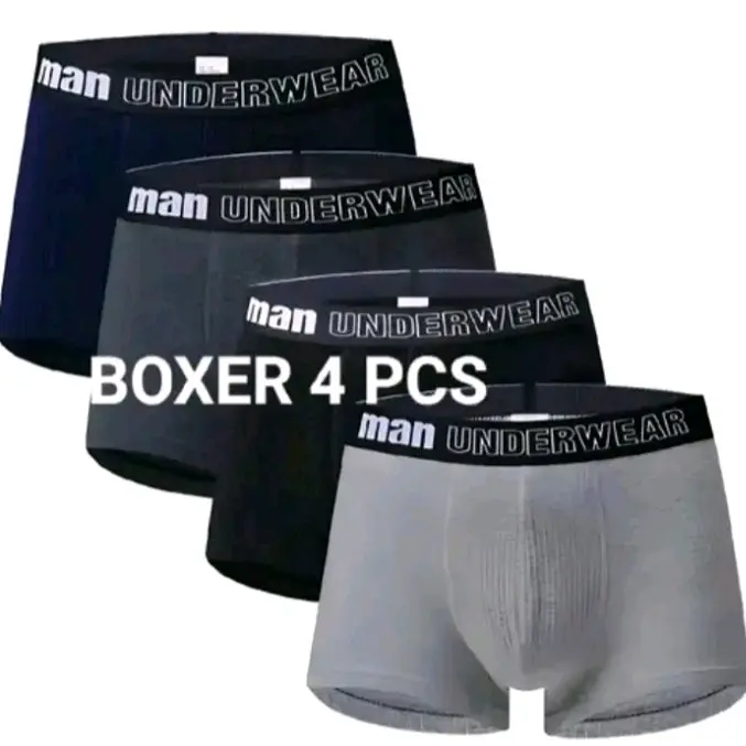 boxer pria dewasa 4 pcs bahan spandex dingin dipakai nyerap keringat Karet Katun