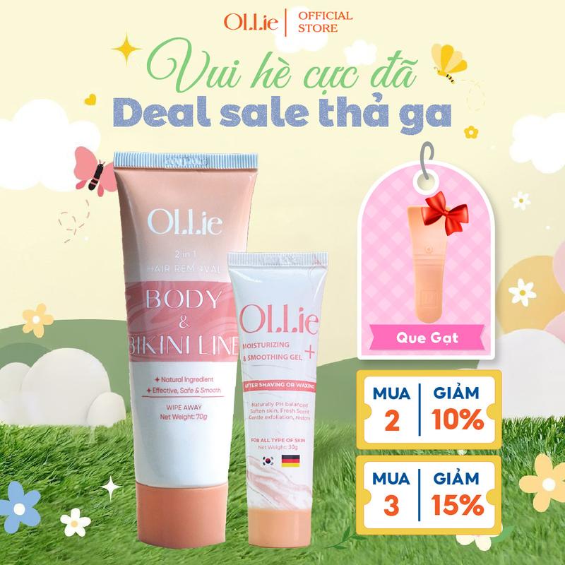 Combo Kem Tẩy Vùng Tay Chân NáchLông Dành Cho Nam, Nữ Hương Đào Hỗ Trợ Tẩy Lông Nhanh Chóng và Kem Dưỡng Ollie Không Sử Dụng Cạo Râu - Tặng que gạt kemtaylong - KT001
