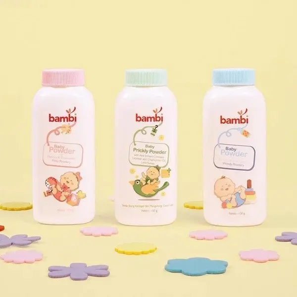 Bambi Baby Powder Bedak Tabur Bayi Wajah Badan Anak Gatal - 100gr Bayi Baru lahir Cewek Cowok | Bedak Halus Untuk Kulit Bayi