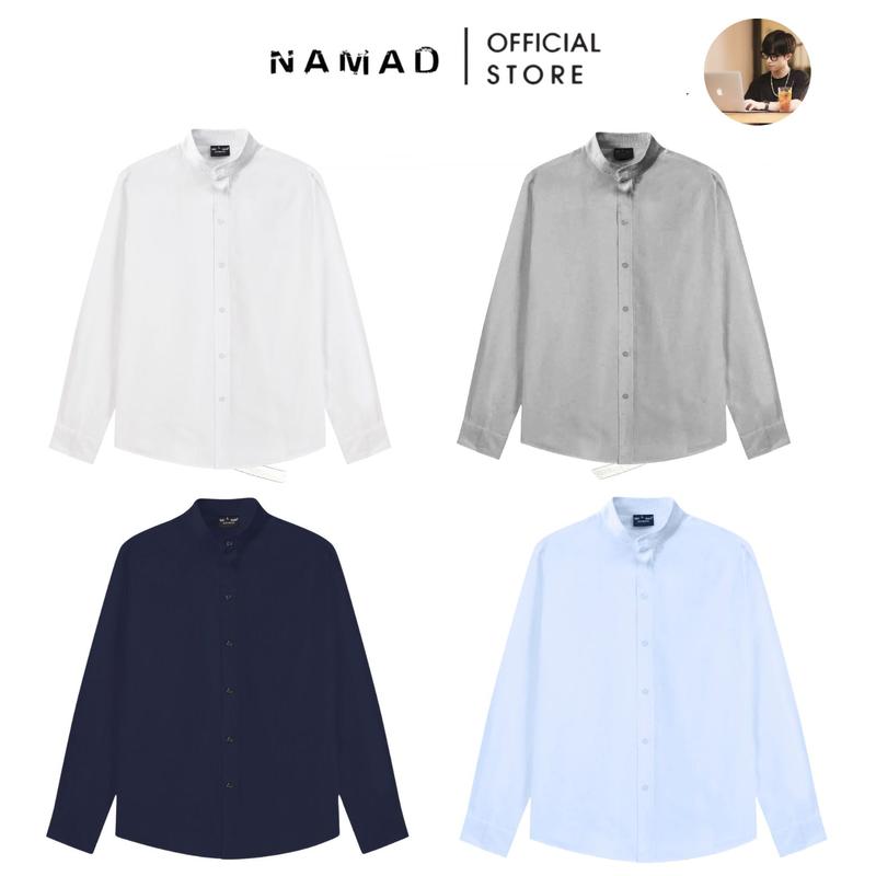Độc quyền [NAMAD x Tư đẹp chai thích live‍️‍️] Áo sơ mi trơn dài tay Namad cổ tàu chất liệu Oxford dầy dặn, lên form đẹp thấm hút mồ hôi NM01   Menswear aotrang  nam sominam  dep 0
