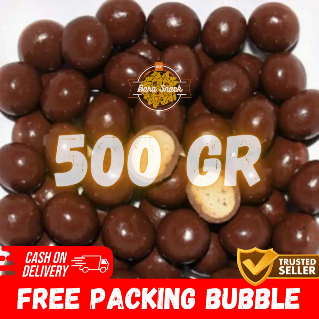 [ 500gr ] Permen Biskuit Bola Bola Coklat Cap Duo / Camilan Snack Kiloan Murah -B