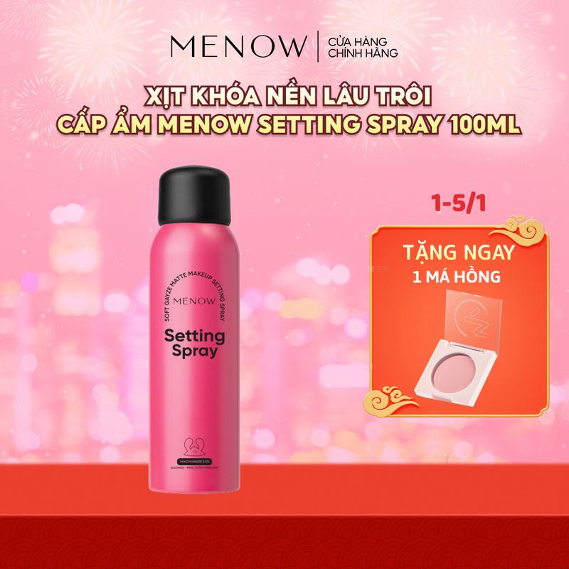   MUA 1 TẶNG 1  XỊT KHÓA NỀN LÂU TRÔI CẤP ẨM HƠI THỞ SƯƠNG MÙ MENOW SETTING SPRAY 100ml  TẶNG 1 MÁ HỒNG  