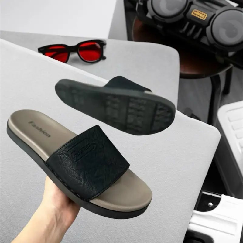 [ KHÂU ĐẾ + HỘP ] DÉP FASHION QUAI NGANG NAM NỮ ,  Dép Lê đế hai lớp , khâu quai chắc chắn, đi nước thoải mái  DéP Slipper Đế Bằng Cao Su 4