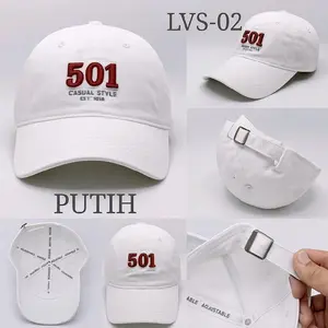 Topi Baseball LVS 501 Bordir Pria Wanita – Model Adjustable Putih Casual Elegan