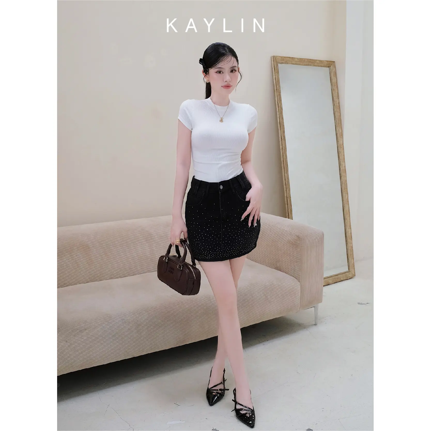 Áo thun nữ KAYLIN form Baby Tee chất vải thun gân co giãn phong cách - N2469 Women Top | BigBuy360 - bigbuy360.vn
