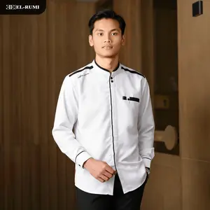 Baju Koko Pria Elrumi Lengan Panjang Motif Yisunsin Warna Putih