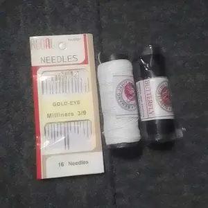 1 PAKET JARUM JAHIT REGAL + 2 BENANG HITAM, PUTIH Butterfly