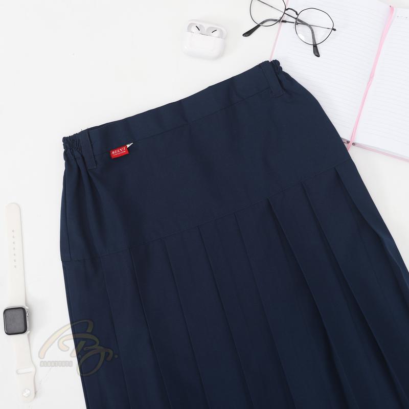 Deliscool Baping Rok Sekolah Smp Biru Panjang Rempel Lipit Bawah Pinggang Pinggul Baping Ban 1
