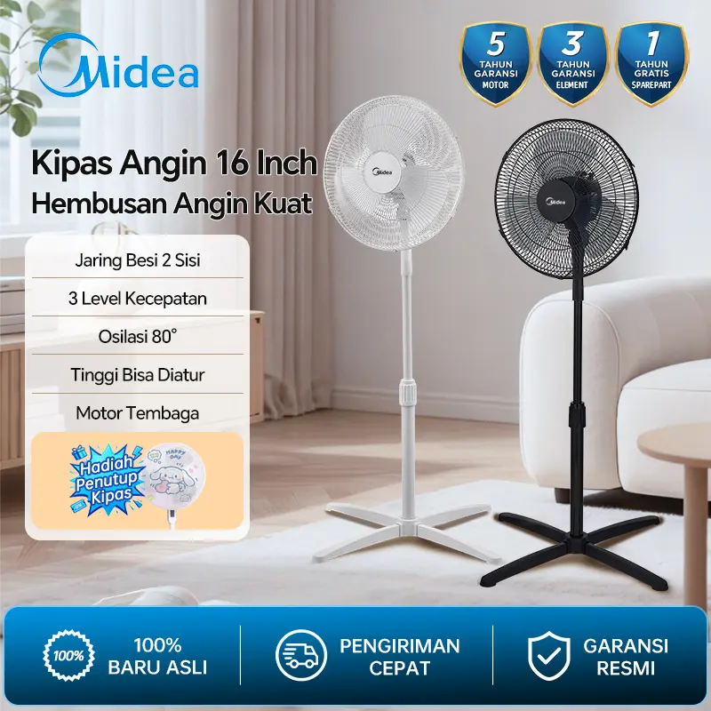Midea Kipas Angin ‌Berdiri Electric Fan / 16 Inch / Motor Tembaga MFS160M0BDK/MFS160M0BDW