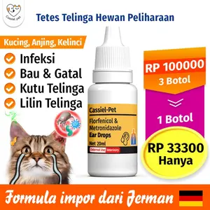 Cassiel Pet Obat Tetes Telinga Kucing Anti Peradangan Saluran Telinga Anti Earmites Conge Gatal Dan Infeksi Obat Pembersih Kotoran Telinga Kucing Anjing obat telinga kucing jamuran