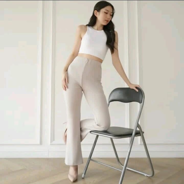 Flare pants  highwaist scuba kulot cutbray Celana Panjang Standar JUMBO 7