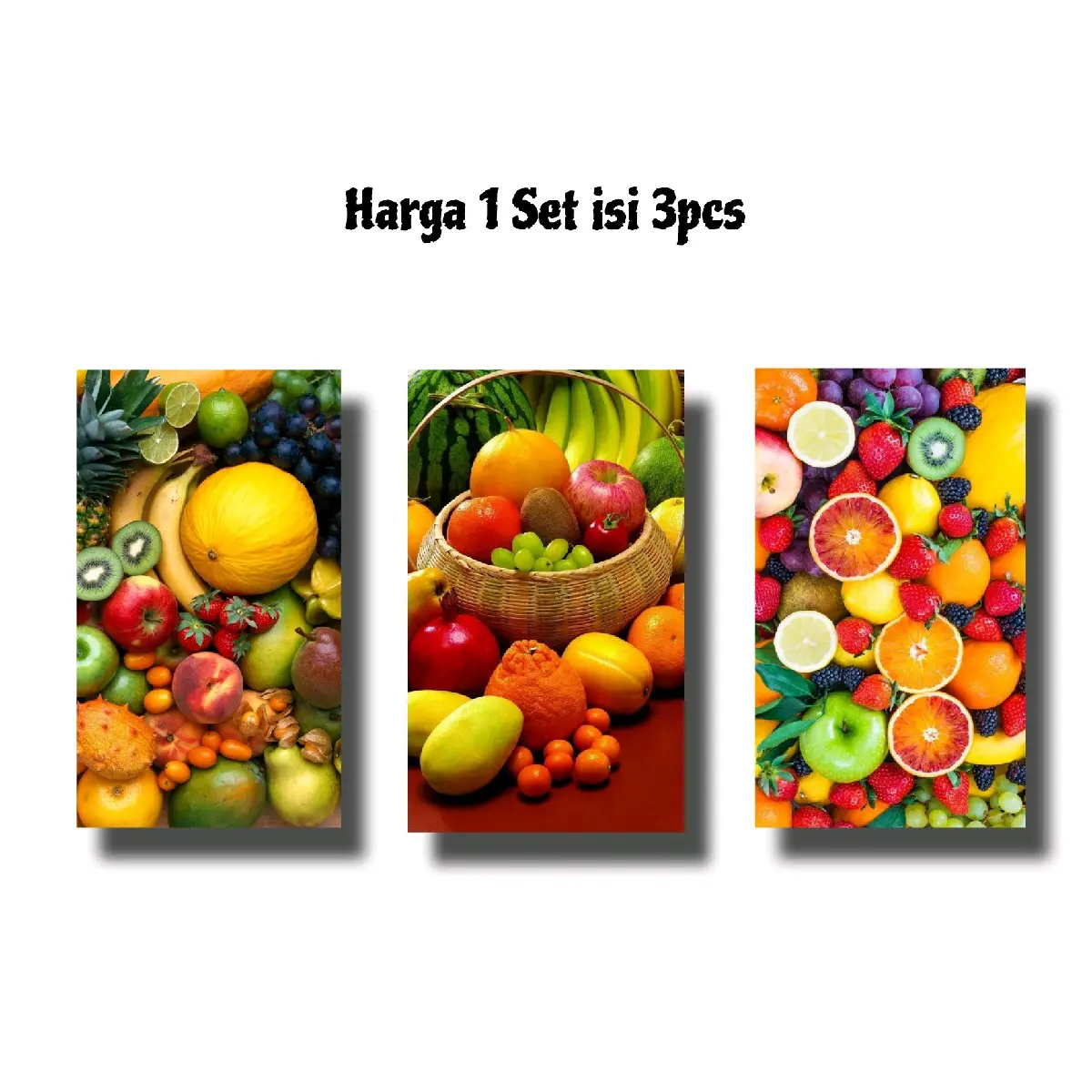Set isi 3pcs Hiasan Dinding Walldecor Tema Buah Buahan Segar Pajangan Kayu Dapur dan Ruang Makan