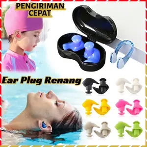 1Set Penjepit Hidung Renang Silicon Earplug Earplug Renang Swimming Elam Dewasa Anak-anak Silikon Waterproof Swimming Ear Plugarplug Penutup Telinga Se