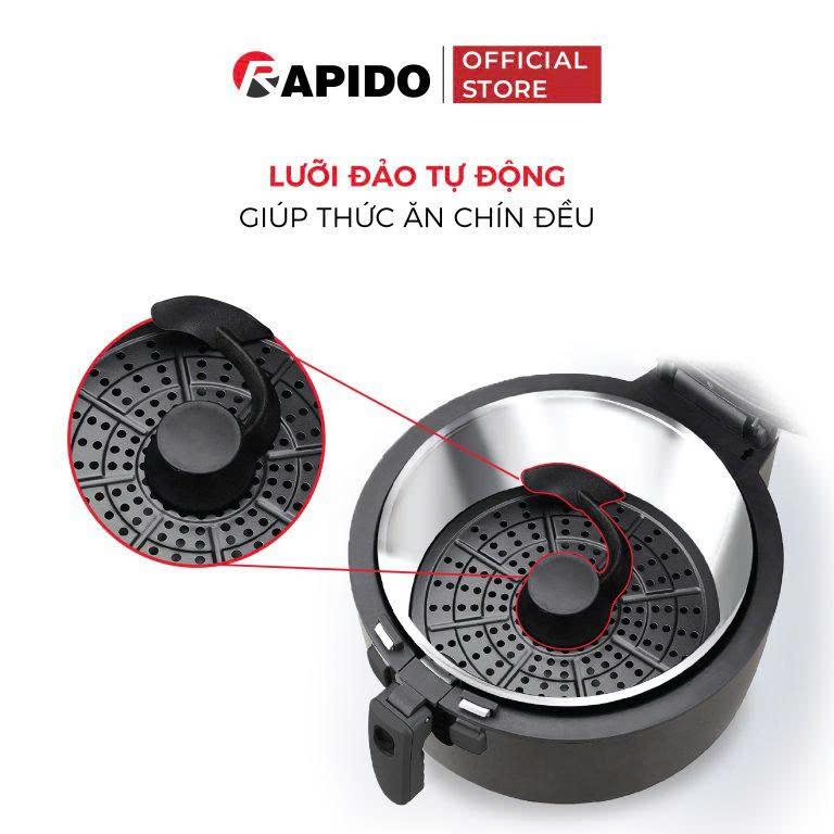 [Live] Nồi chiên không dầu Rapido RAF-6.5M2, dung tích 6.5L, công suất 1800W, điều khiển điện cơ, 7 chế độ nấu nướng cài đặt sẵn
