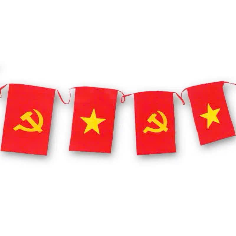 Tổng kho xưởng Cờ dây treo cờ Đảng Tổ quốc Việt Nam in 2 mặt dài 10m loại tốt đẹp trang trí lễ tết