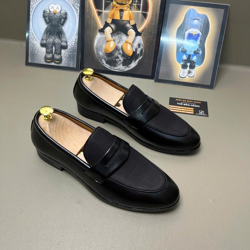 Giày nam da bò- Giày lười da bò in Lazer họa tiết caro mang phong cách trẻ trung lịch lãm DP Shoes Hoa.Mã H2