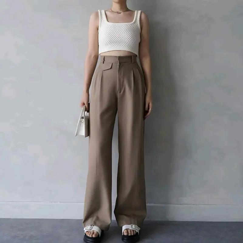 ORO PANTS Highwaist Loose Pants Trousers Wanita Celana Anti Kusut Celana Kulot Wanita Celana Kantor Formal Polyester 1