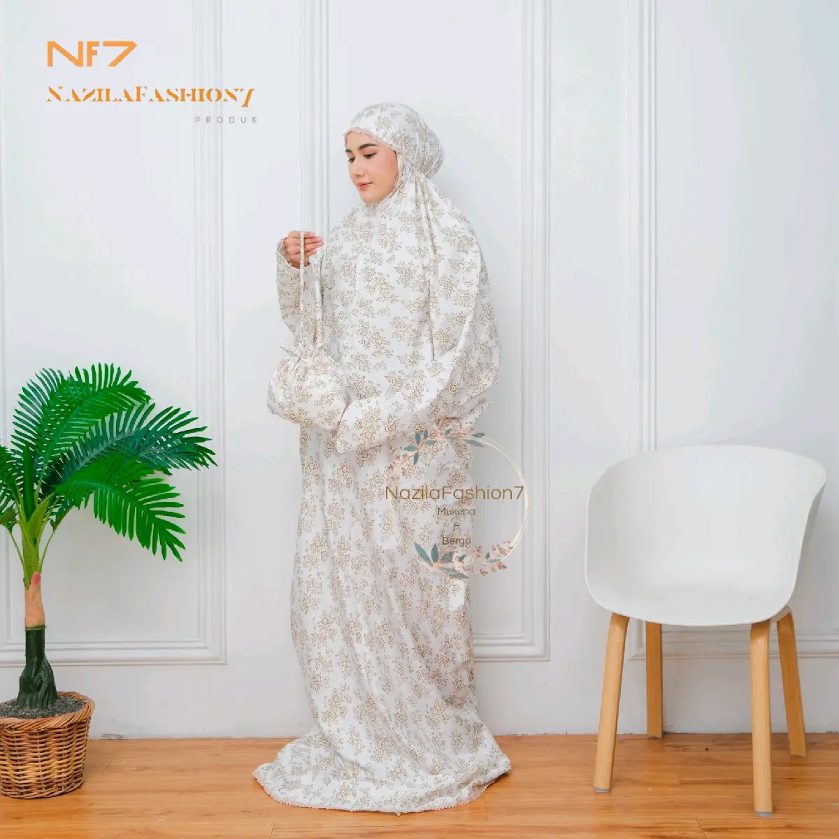 Mukena Terusan Dewasa Traveling Jumbo Renda Jiper Cantik Katun Poil Premium