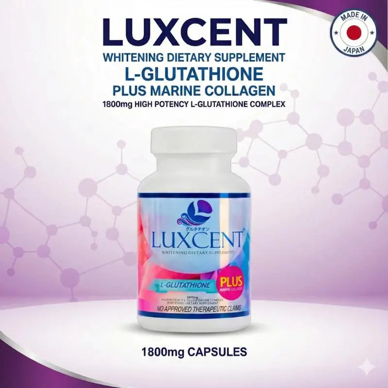 Luxcent Luminous Caps L-Glutathione 1800mg Supplement for Effective  Whitening & Tight Firm Skin Japanese Formula 60 Capsules Potent Glutathione  Collagen