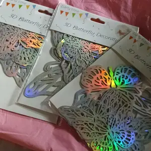 Hiasan Kupu Kupu 3D isi 12 / Hiasan Kupu Kupu Hologram / 3D Butterfly Decoration / Kupu Kupu Metalik