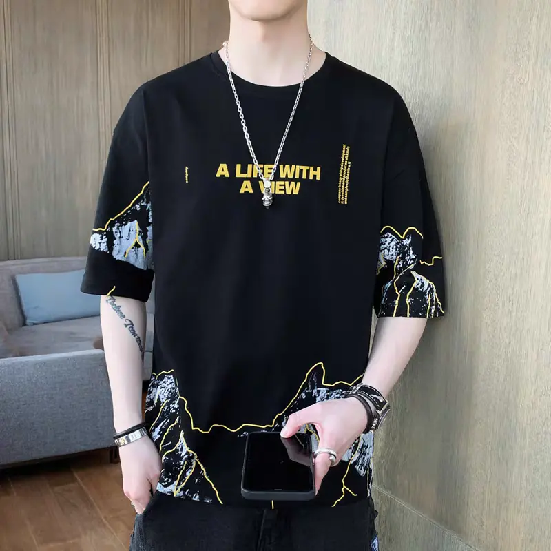 Setcel Kaos Lengan Pendek dan Celana Pendek STELAN VIEW Motif Sablon Premium keren  Setelan 4