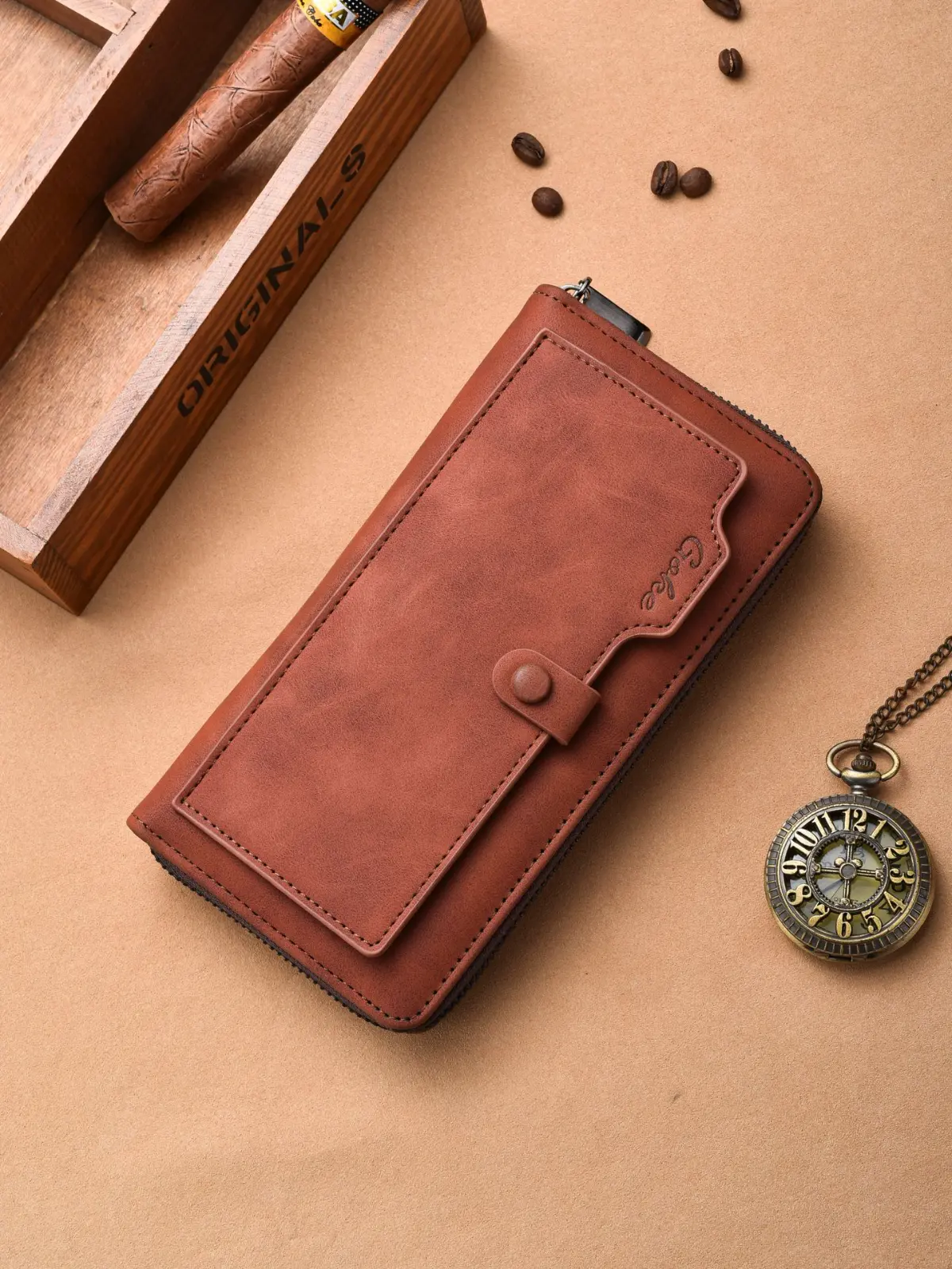 Mens Long Zip Wallet RFID Large Capacity Multi-Card Organizer Durable Leather Business Travel