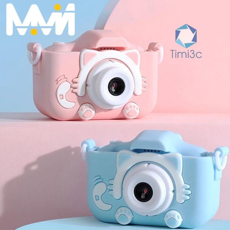 TIMI3C Kamera Kartun Mini 1080P 2 Inci Layar HD Timi3c Mainan Edukasi Camcorder Digital untuk Natal dan Ulang Tahun Hadiah Putih Hitam Black Camera White dengan Bateri 400-600mAh dan Paparan LCD 2.0 inci Photography