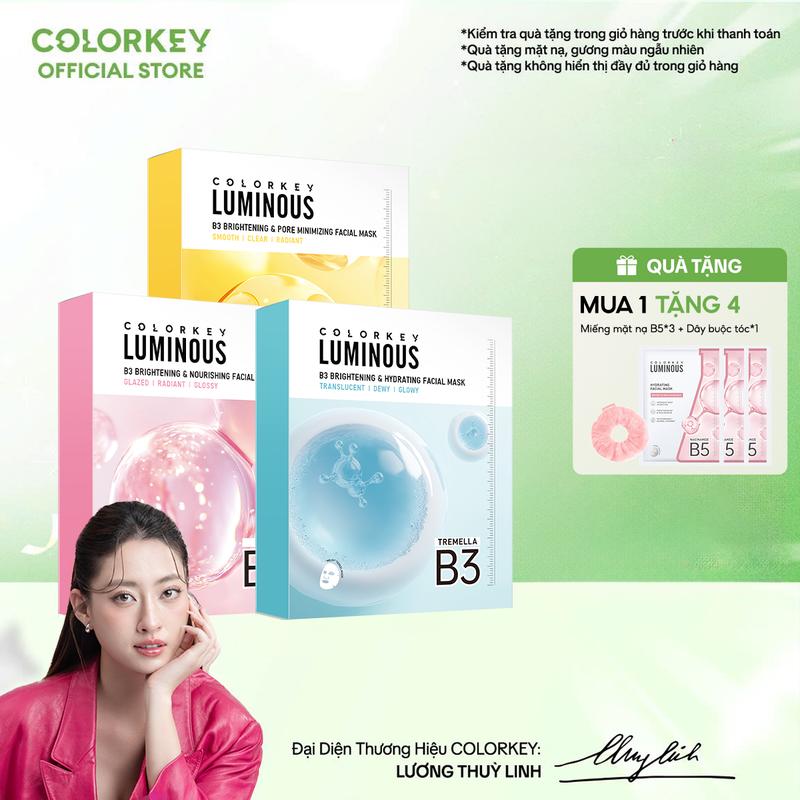 [NEW] 3 Hộp Mặt Nạ Giấy COLORKEY LUMINOUS B3 Thế Hệ Mới, Hỗ Trợ Dưỡng Sáng Da Mịn Màng 30ml/miếng
