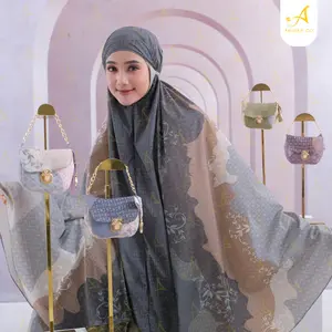 Abidah.co - (FREE TASBIH) Mukena  Travelling Pouch 2in1 Parasut Korea Motif Armania Mukenah Travel mini Cantik Lembut Atasan Bawahan Mewah Muslim Dewasa