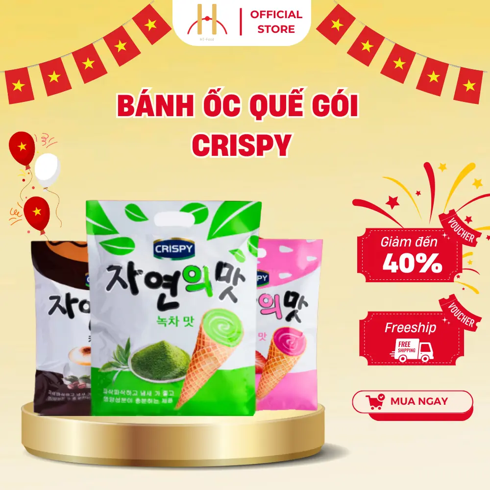 Bánh Ốc Quế Hàn Quốc Crispy HT-Food 240g - Ăn vặt Siêu Ngon