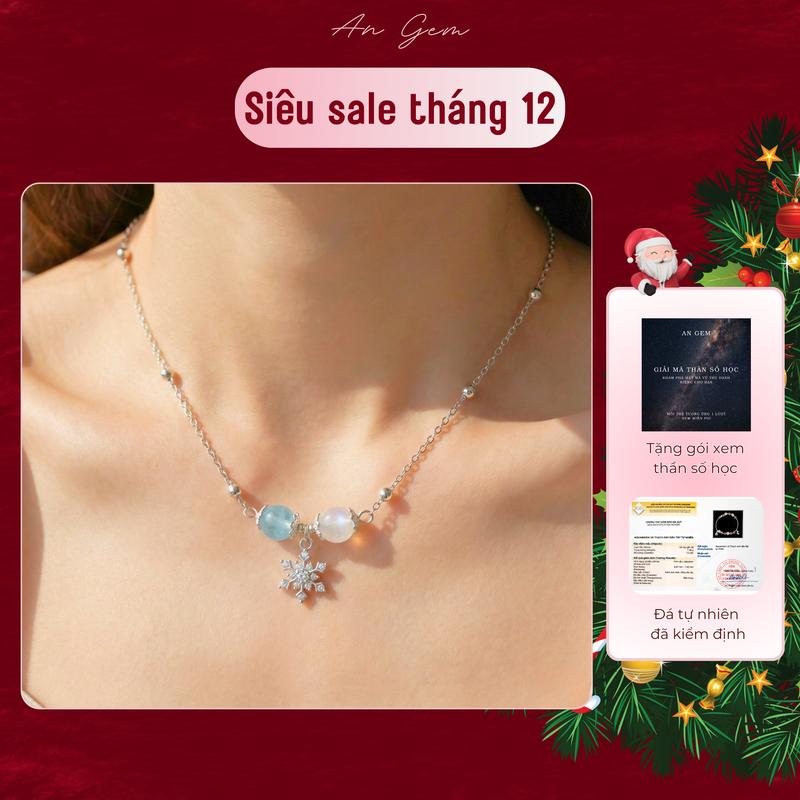 Dây chuyền nữ Snow Fairy mix đá tự nhiên kèm charm hoa tuyết tinh tế An Gem vòng cổ nữ đá năng lượng freesize phụ kiện đeo tay phong thuỷ quà tặng sinh nhật giáng sinh Noel Tết Valentine  TẶNG GÓI XEM THẦN SỐ HỌC  