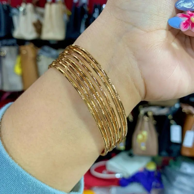 Benika Accesories - Gelang Tangan Keroncong Xp Set 7 Motif Ukir Kaca Dove Bahan Tembaga Logam Stainless Aman Harian Rekomendasi Keroncong Daily Harian Pakai Perhiasan Permata Bracelets Kulit 7