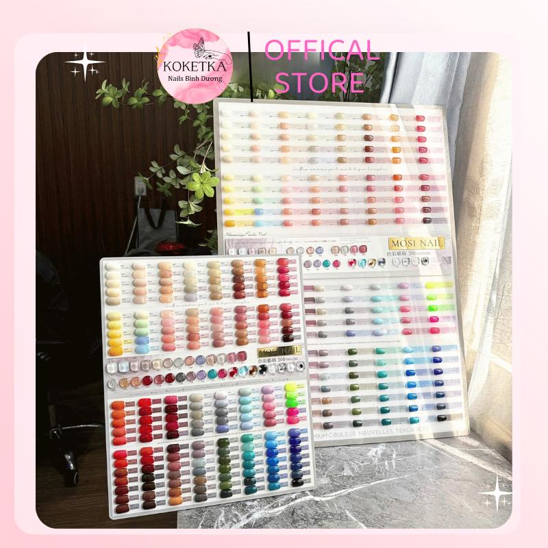 Set sơn 208 màu Mosi - sơn gel sơn thạch sơn nhủ cồn loang + Tặng kèm bảng màu kệ gỗ base top