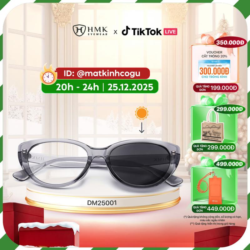   0 ĐỘ  Kính Đổi Màu Chống Tia UV HMK Eyewear Dáng Mắt Mèo Thời Trang Nữ Trendy Bảo Vệ Mắt - DM25001 