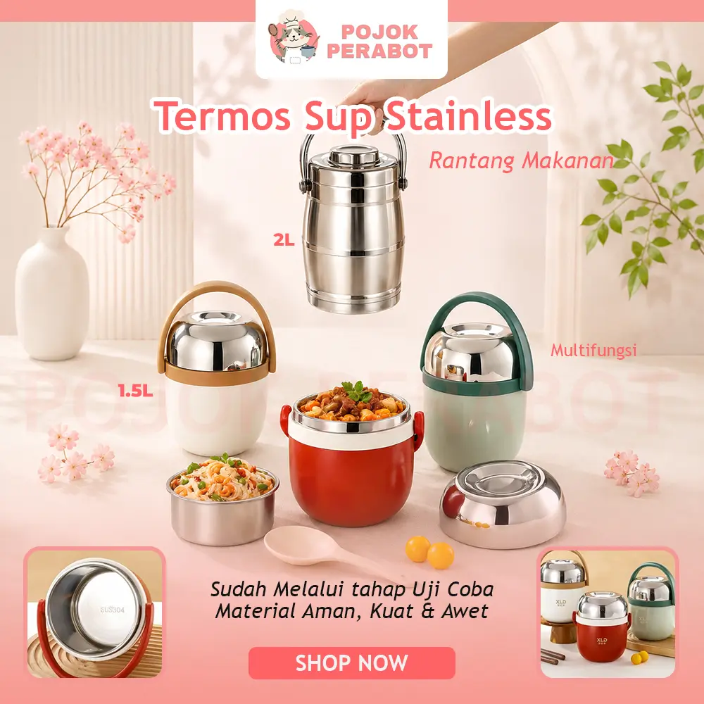 Termos Sup Bubur Rantang Makanan Susun Stainless Steel Food Grade Lunch Box Serbaguna