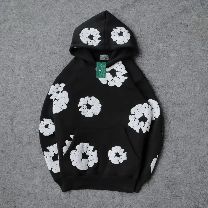DENIM TEARS - THE COTTON WREATH BLACK HOODIE