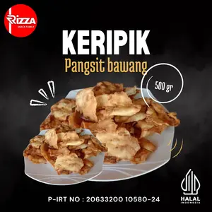 Rizza Snack KERIPIK BAWANG Khas Jepara 500gr / KERUPUK PANGSIT / KRUPUK BAWANG GURIH Camilan Snack Kering