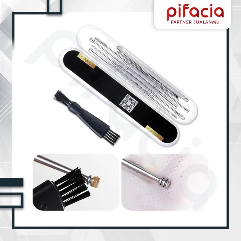 PIFACIA Pembersih Telinga Set Alat Korek Kuping Stainless Isi 7 Pcs Free Kotak 1