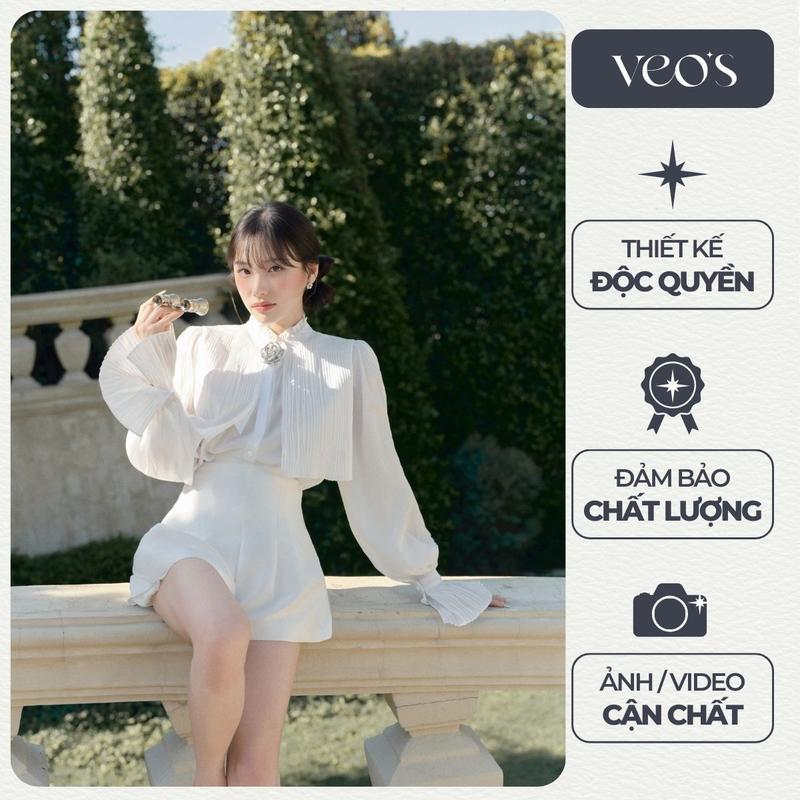 [VEO'S] SOLEI TOP - Áo Sơ Mi Cách Điệu Tay Dài Thiết Kế Nữ Veo's Màu Trắng Cổ Nơ Xếp Ly Thanh Lịch Tiểu Thư Đi Làm Dạo Phố