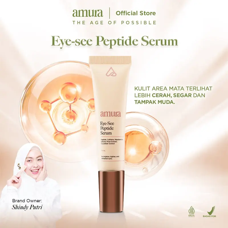 Amura Eye-see Peptide Serum 10ml | Eye Cream Eye Serum Mencerahkan Area Mata Memudarkan Mata Panda Kantung Mata Cream with Cooling Tech 1