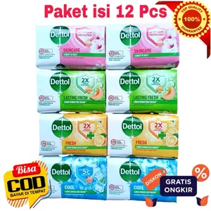 12 PCS/10 PCS/5 PCS SABUN DETOL BATANG 60GR/SABUN MANDI BATANG DETTOL