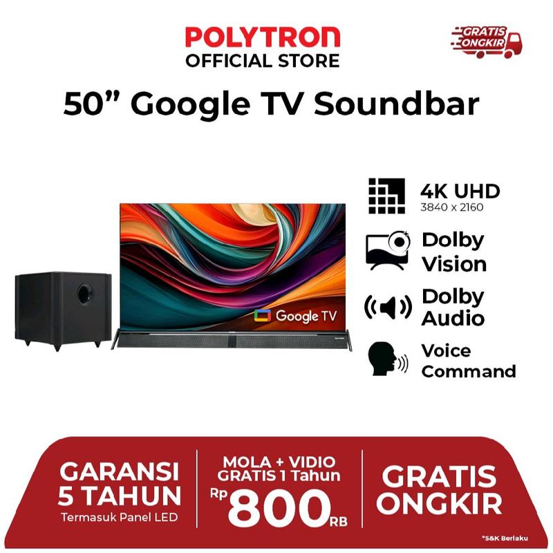 Led Polytron Soundbar K Tv Tv Polytron Cinemax Soundbar Led 50