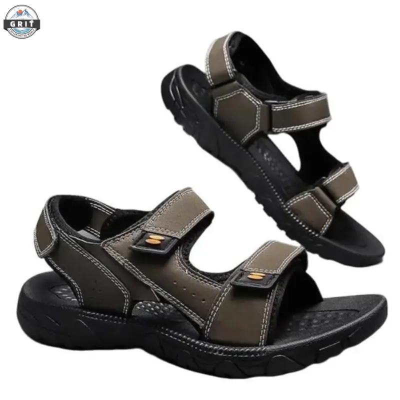Grit Mens Lightweight Open Toe Trail Walking Hiking Pria Sandals Summer Athletic Sports Waterproof Shoes Mens Outdoor Sandals sendal skenastyle Black Jepit