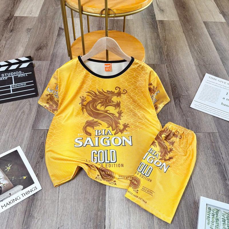 Ruby - Đồ Bộ Mẫu Hotrend Mới Nhiều Loại Bia Saigon Gold In 3D Co Giãn 2 Chiều Thấm Hút Mồ Hôi Chất Liệu Thun Thái Không Bay Màu Lem Mực